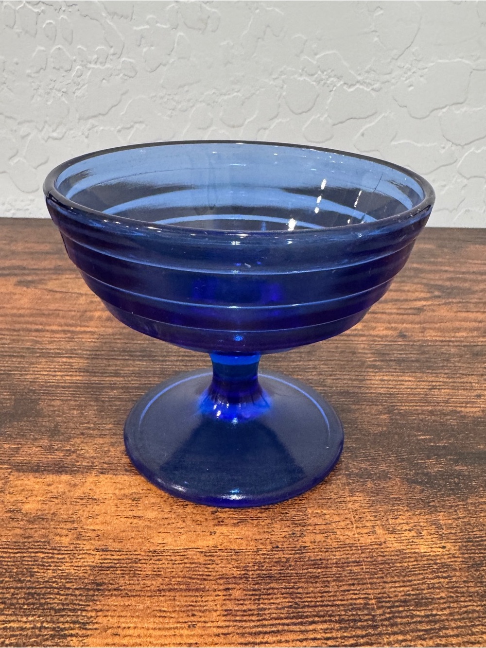Vintage Hazel Atlas Moderntone Cobalt Blue Footed Glass Sherberts 1950's